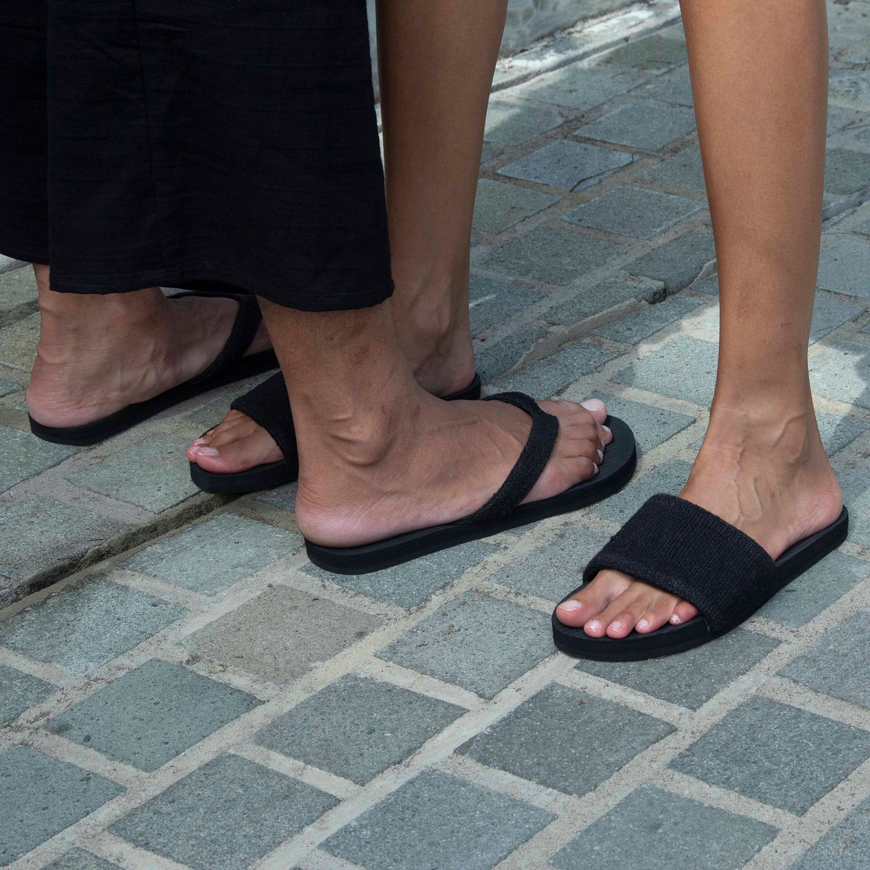 Women's Slide Recycled Pable Straps - Ketapang/Black - Indosole