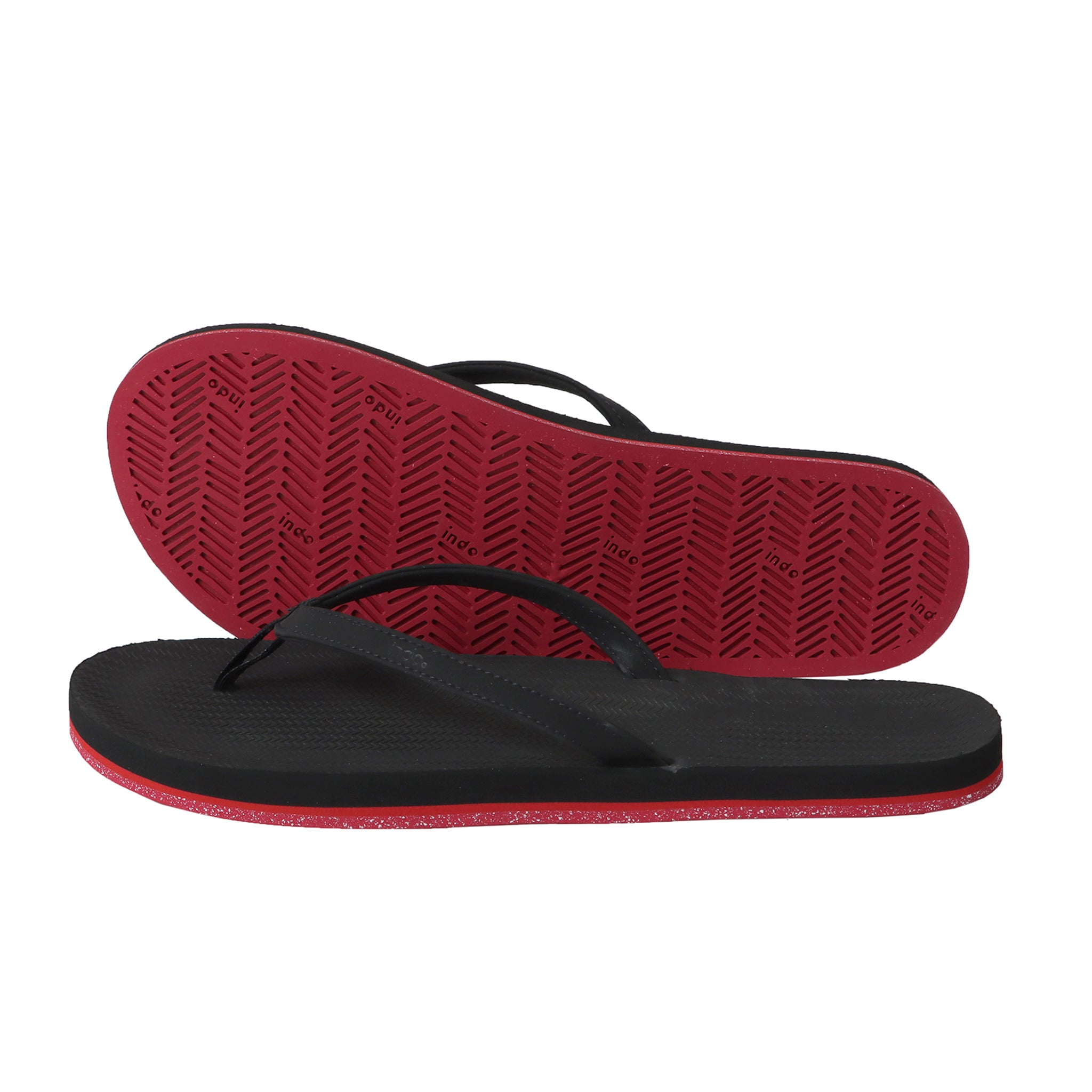 Women’s Flip Flops Sneaker Sole - Black/Red Sole